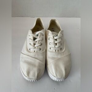 Toms White Canvas Lace-Up Sneakers